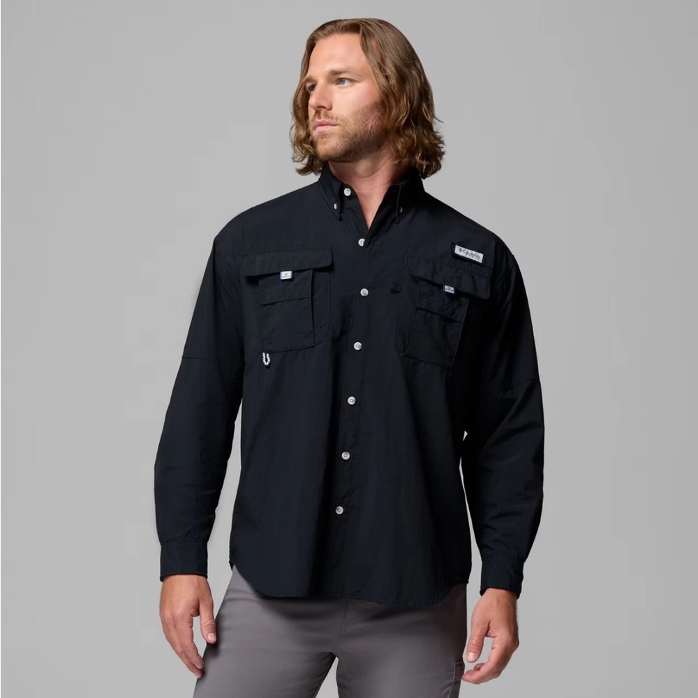 Columbia Men’s 3X Black Performance Fishing Shirt Button Down Lightweight
